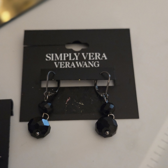 Simply Vera Vera Wang Faceted Black Earrings - Picture 1 of 1